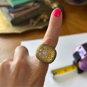 Hammered Gold & Diamond Ring
